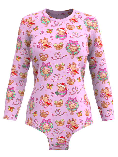 Pink Christmas Little Mousey Onesie - Long sleeved