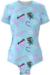 BunnyAF Ariel 80s Blue Pattern Onesie Romper Bodysuit Pyjamas